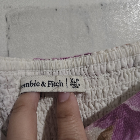 Abercrombie & Fitch Emerson Puff Sleeve Midi Dress Purple Floral Size XLP - Picture 6 of 8